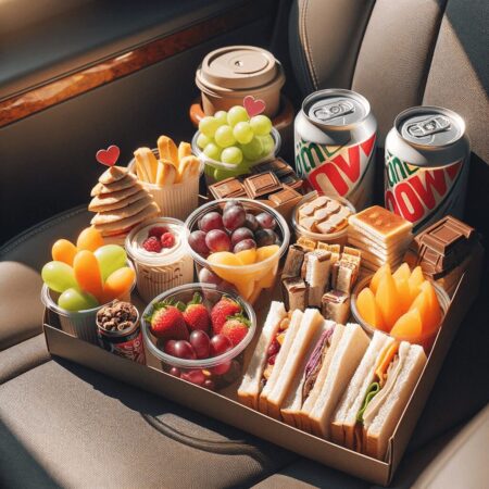 ドライブ中の食べ物や飲み物の差し入れ